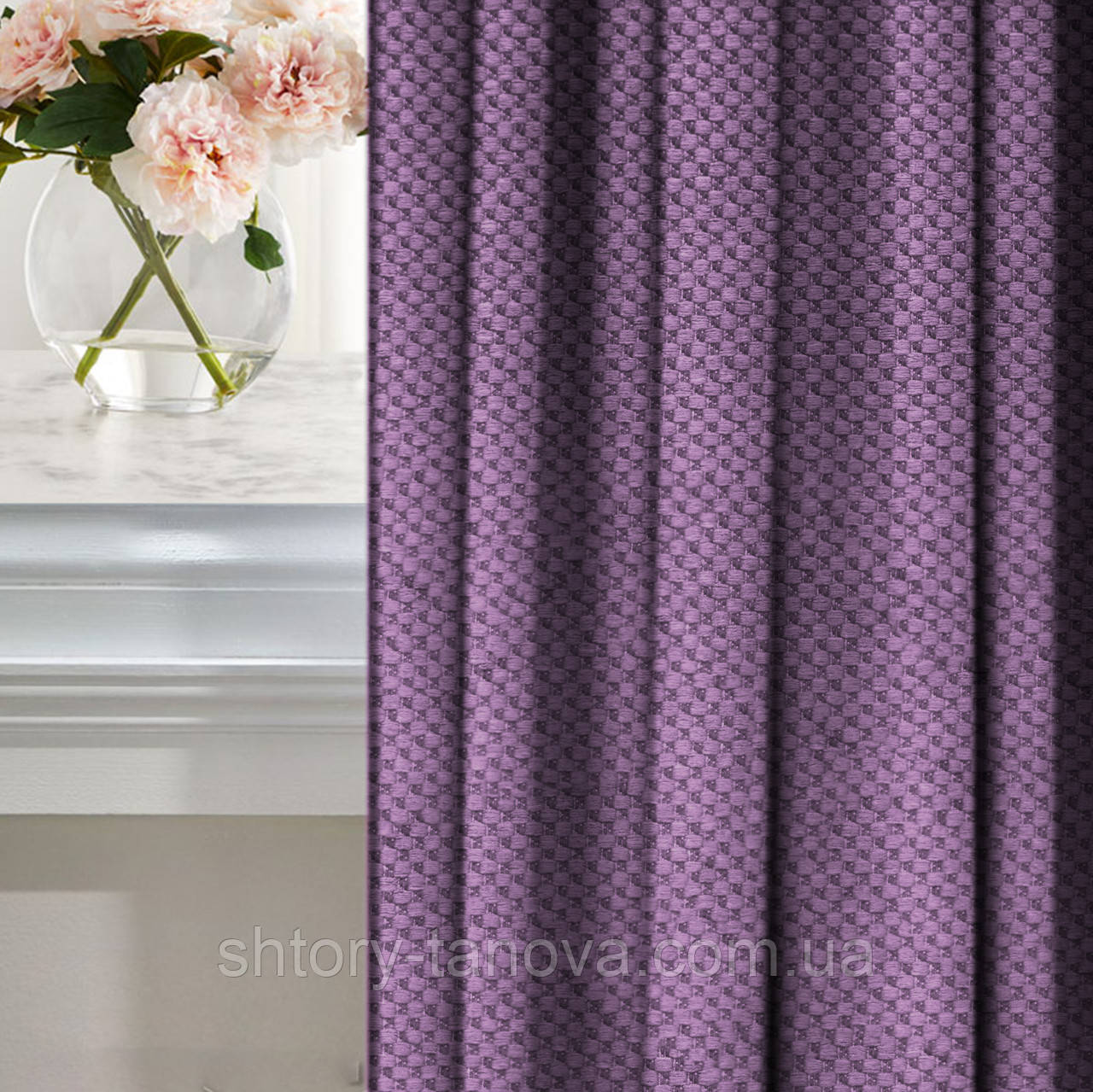 Тканина блекаут для штор фіолетова рогожка 295 см Туреччина - шумоізоляція, фото 1