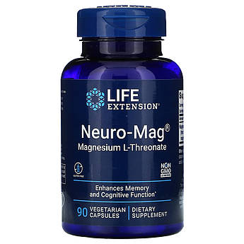 Магній L-треонат Neuro-Mag Life Extension Magnesium L-Threonate для покращення пам'яті 90 капсул