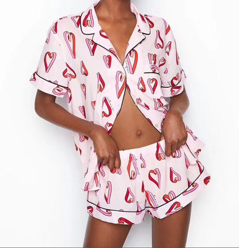 Піжама жіноча шовкова Victoria's Secret. Піжама жіноча VS з коротким рукавом і шортами, розмір XS