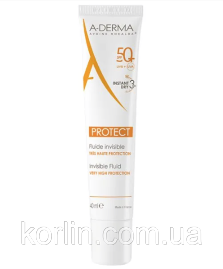 A-Derma Protect Fluide Invisible SPF50+ Солнцезащитный Крем Флюид От Солнца СПФ50+ 40мл Франция Доставка из ЕС - фото 2 - id-p1410452460