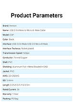 Кабель USB-MicroUSB-B 3.0 Vention PVC Round nickel-plated 5Gbps 3m Black (COPBI), фото 5