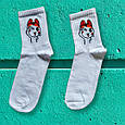 Білі шкарпетки жіночі білі кицька, фото 2