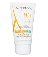 A-Derma Protect AC SPF50 + Солнцезащитный Матирующий Флюид Крем Для Жирной Кожи 40мл Франция Доставка из ЕС