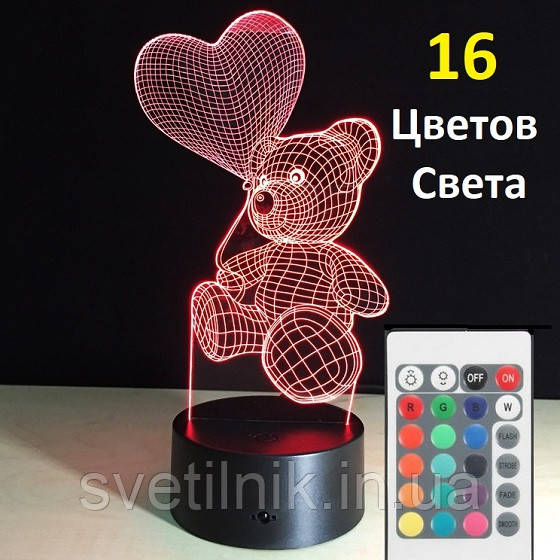 3D Світильник "Ведмедик", Ідеї оригінальних подарунків, Оригінальні подарунки на день народження, Подарунок дівчинці
