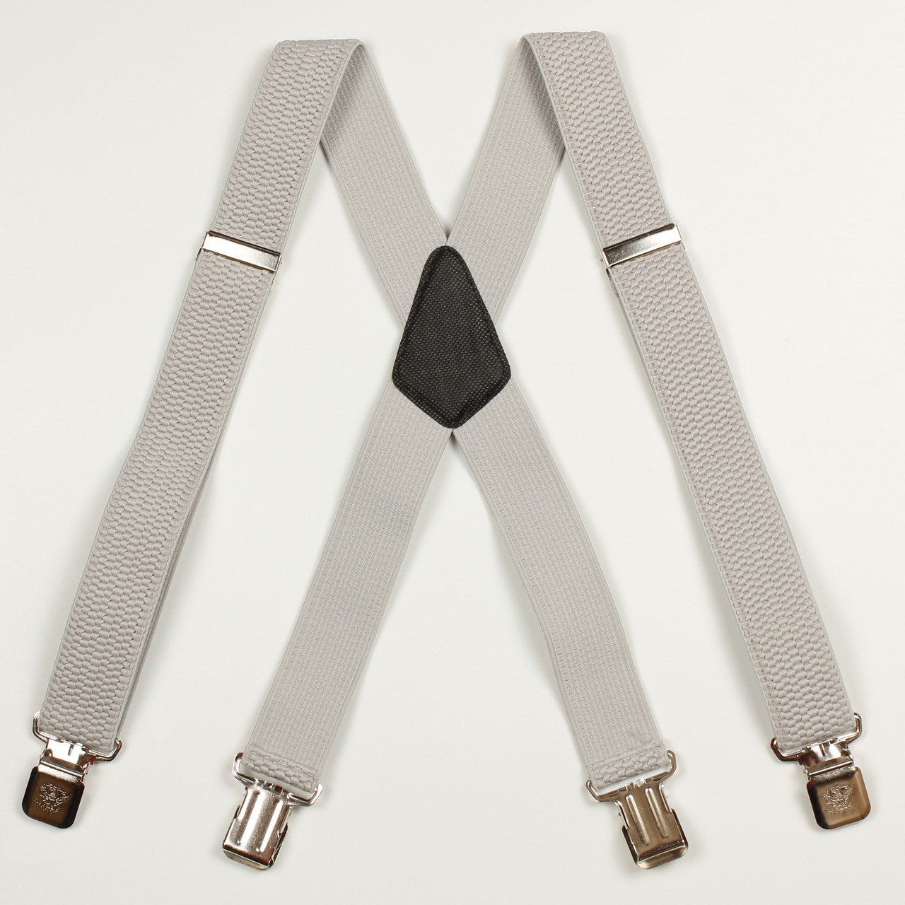 Підтяжки дорослі чоловічі широкі однотонні посилені Paolo Udini X40 Top Gal світло-сірі, фото 1