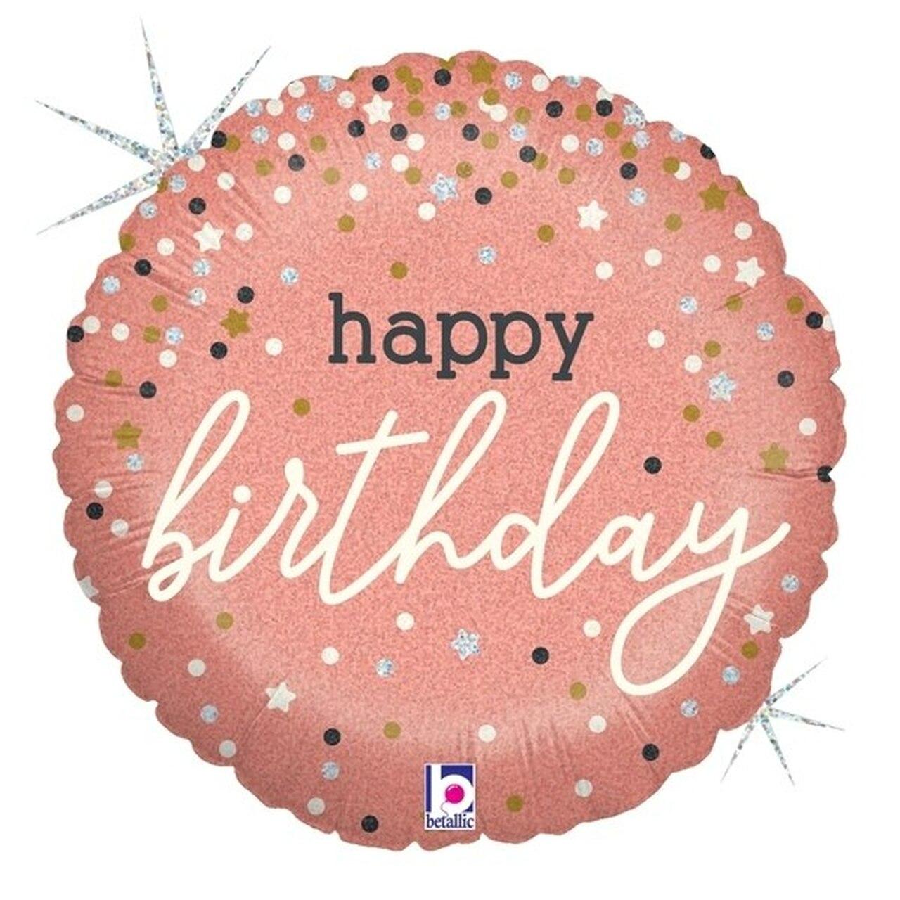 Grabo 18"B Happy Birthday Confetti Rose Gold Pkg. Куля фольгована З Днем народження., фото 1