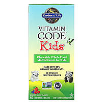 Garden of Life, Vitamin Code Kids, Цельнопищевые мультивитамины для детей, вишня, 60 жевательных мишек