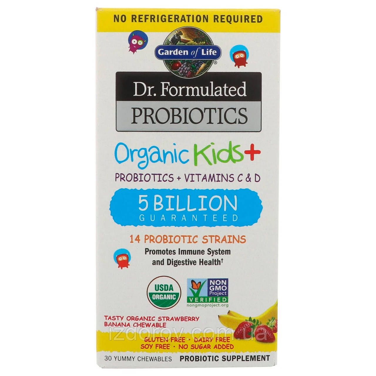 Garden of Life, Dr Formulated Probiotics, Органічні пробіотики для дітей, 30 жувальних таблеток