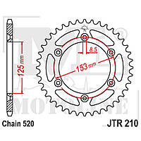 Звезда ведомая, задняя JT JTA210.51BLK