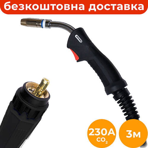 Горелка для полуавтомата RHINO MB25 (3 м), MIG горелка с евроразъёмом ...