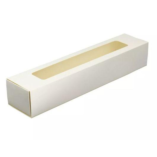 Коробка для макаронс з вікном Біла, 29,5х5х5 см