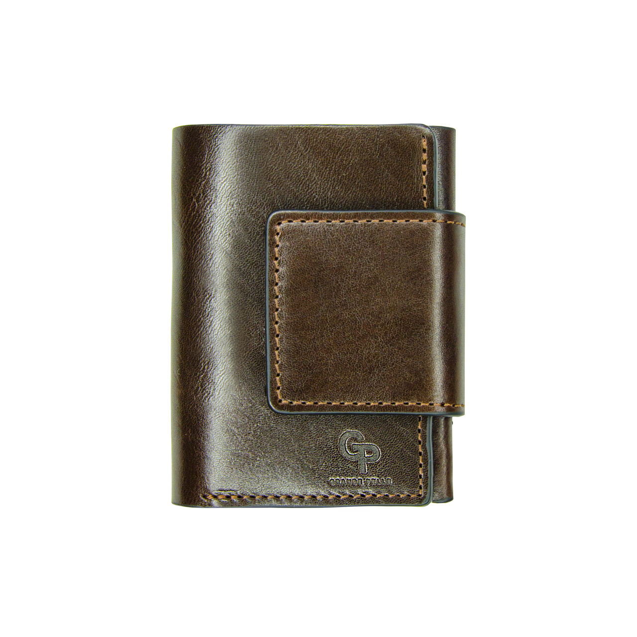 Шкіряний чоловічий гаманець коричневого кольору на магніті Grande Pelle з натуральної шкіри