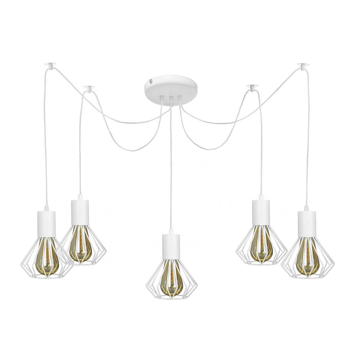 Підвісна люстра павук біла 5 ламп Е27 Diadem NL 2215-5W, фото 1