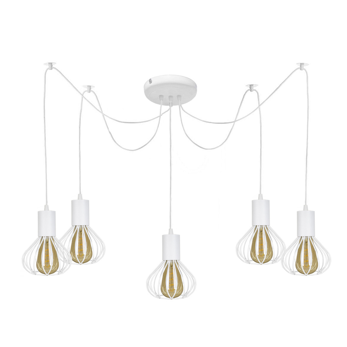 Підвісна люстра павук біла 5 ламп Е27 Lotus NL 1415--5W, фото 1