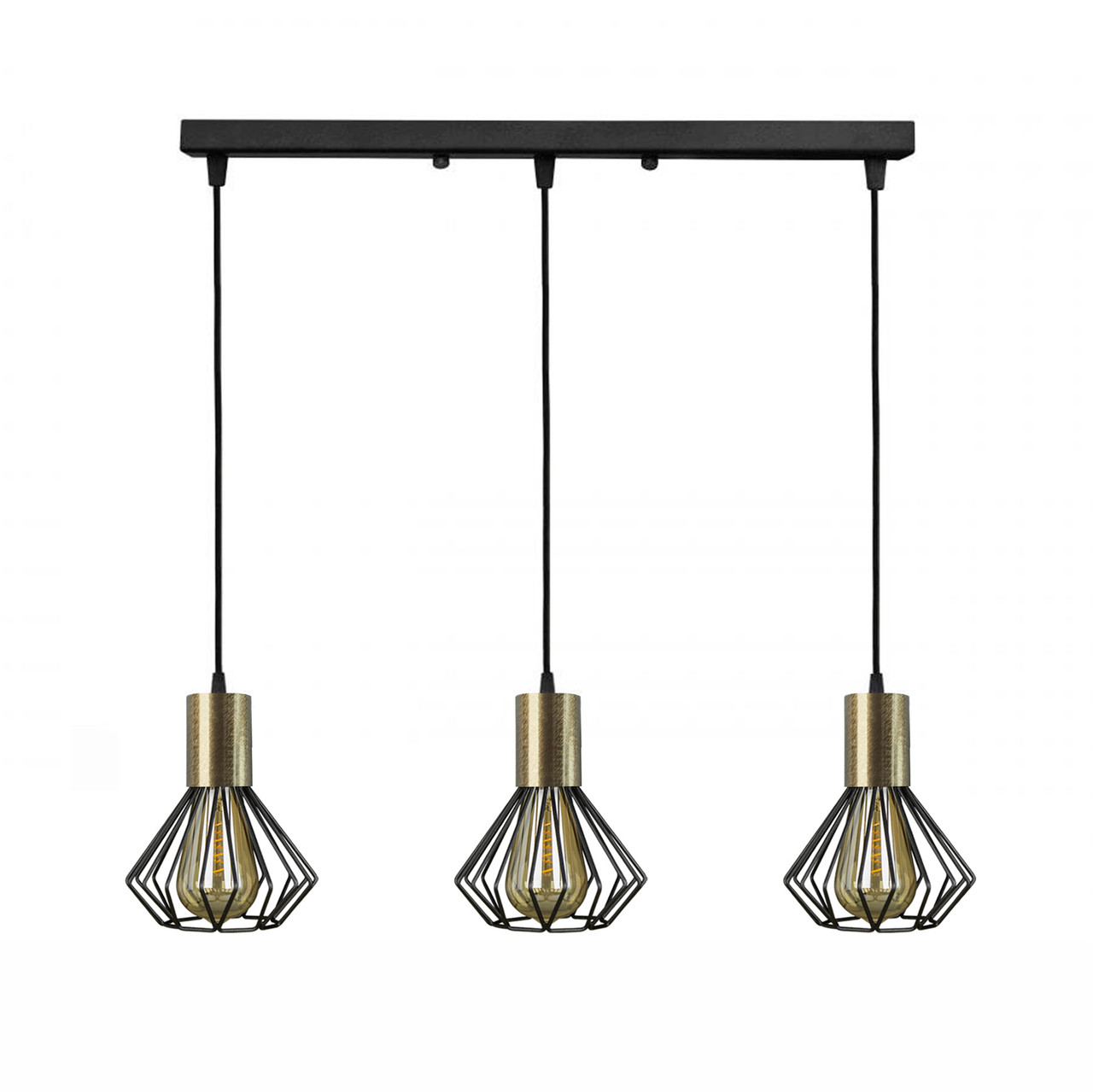 Підвісний світильник лофт 3-Е27 Diadem NL 2215-3 BK+BN, фото 1