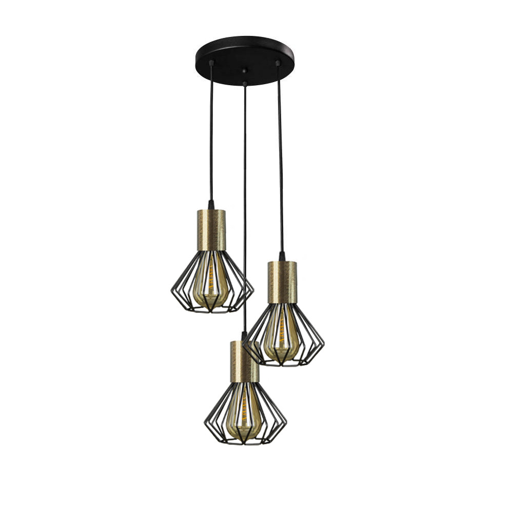 Підвісний світильник лофт 3-Е27 Diadem NL 2215-3R BK+BN, фото 1