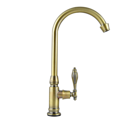 Змішувач на одну воду для кухонної мийки (бронза, латунь, браширована бронза)