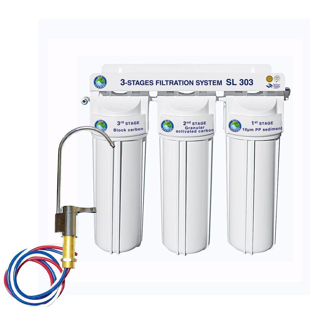 Система 3-х ступінчастого очищення BioSystems SL303-NEW + кран ZB-69 "АНТИПОТОП", фото 1