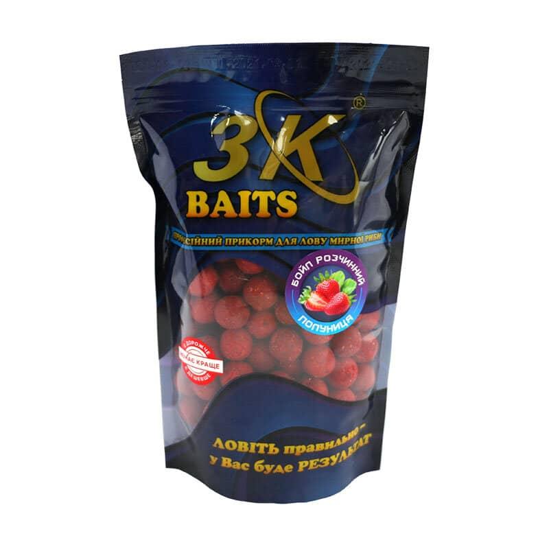 Бойл 3KBaits розчинний пиляльний Полуниця 16 мм 400 г (3KB1248)