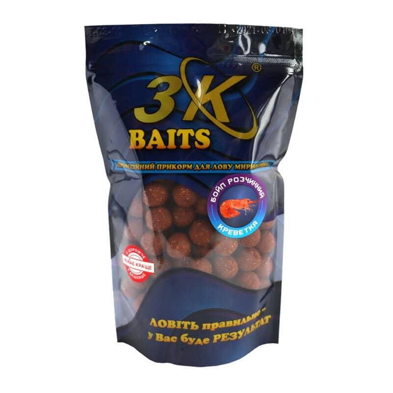 Бойл 3KBaits розчинний пиляльний Креветка 16 мм 400 г (3KB1255)