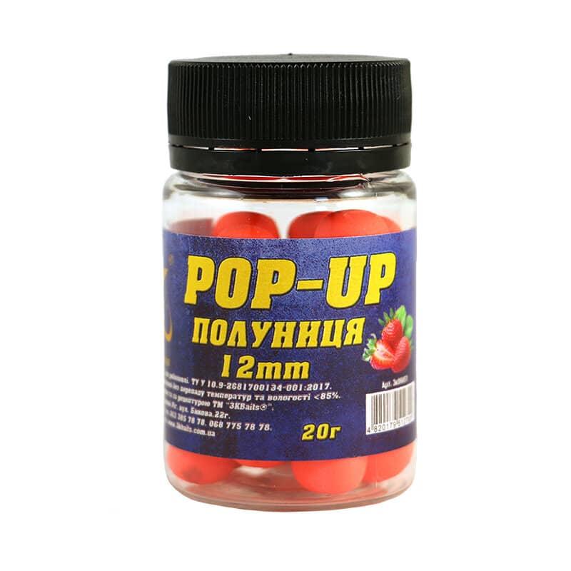 Бойл 3KBaits Pop-up плавальний Полуниця 12 мм 20 г (3KB1308)