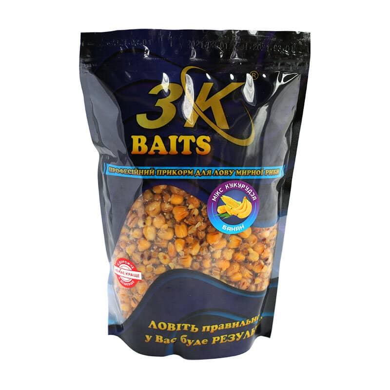Прикорм 3KBaits Зерновой микс Кукуруза Банан 1000г (3KB1023)