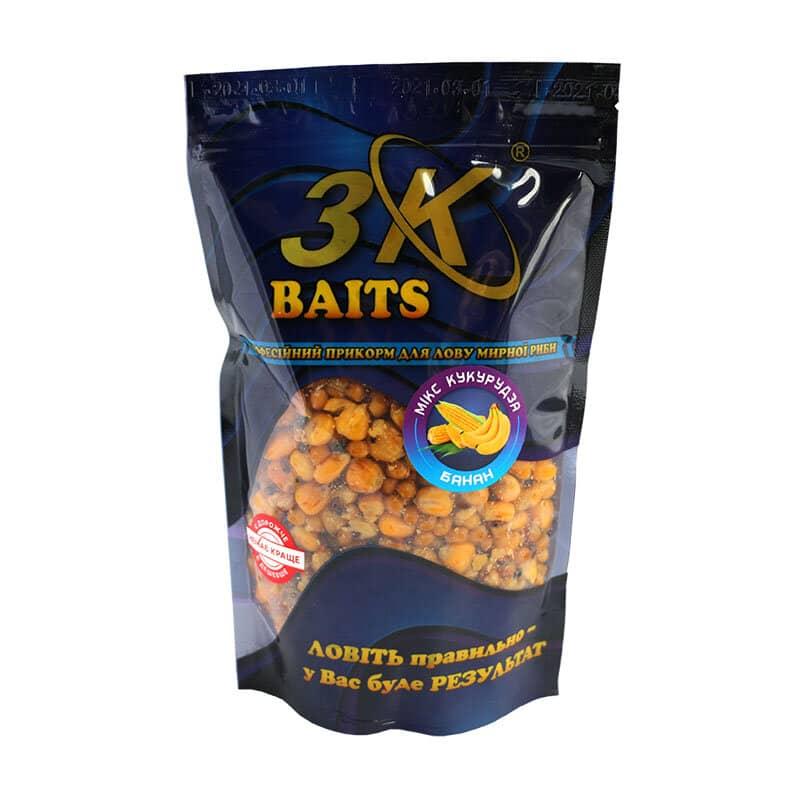 Прикорм 3KBaits Зерновий мікс Кукурудза Банан 500г (3KB1034)