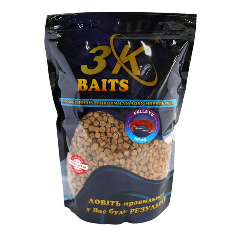Пелети 3KBaits Краб 6мм 800г (3KB1152)