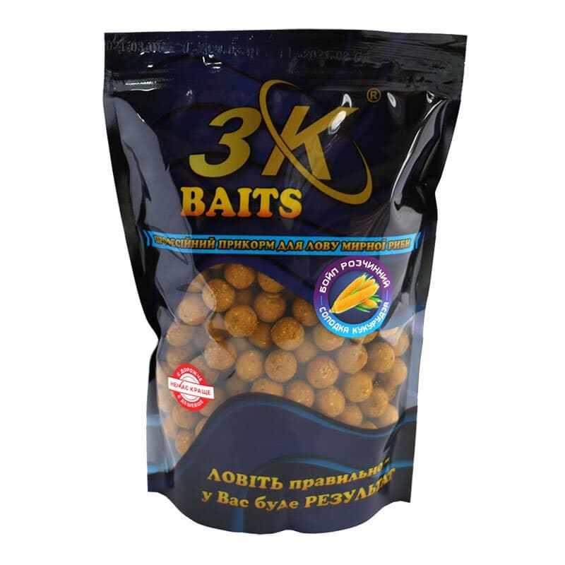 Бойл 3KBaits розчинний запилені Солодка кукурудза 16мм 800г (3KB1208)