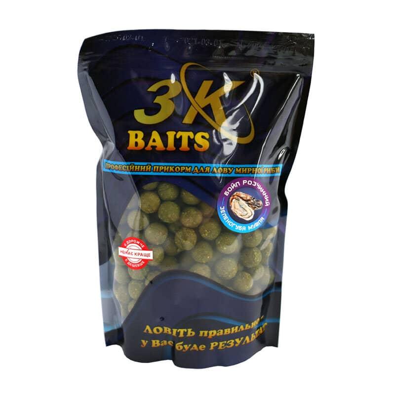 Бойл 3KBaits розчинний запилені Зеленогуба устриця 16мм 800г (3KB1210), фото 1