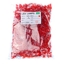 LED светодиод 5мм 1.8-2В 20мА, 1000шт, красный, 104853