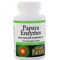 Natural Factors ферменты папайи с амилазой и бромелаином 120 жевательных таблеток