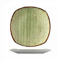 Kutahya GR3221 тарелка квадратная мелкая 210мм фарфоровая, зеленая
