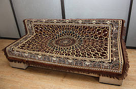 Бежевое полуторное гобеленовое покрывало на кровать 145х200