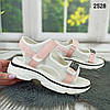 Жіночі спортивні босоніжки, сандалі на платформі, білі з рожевим, фото 4