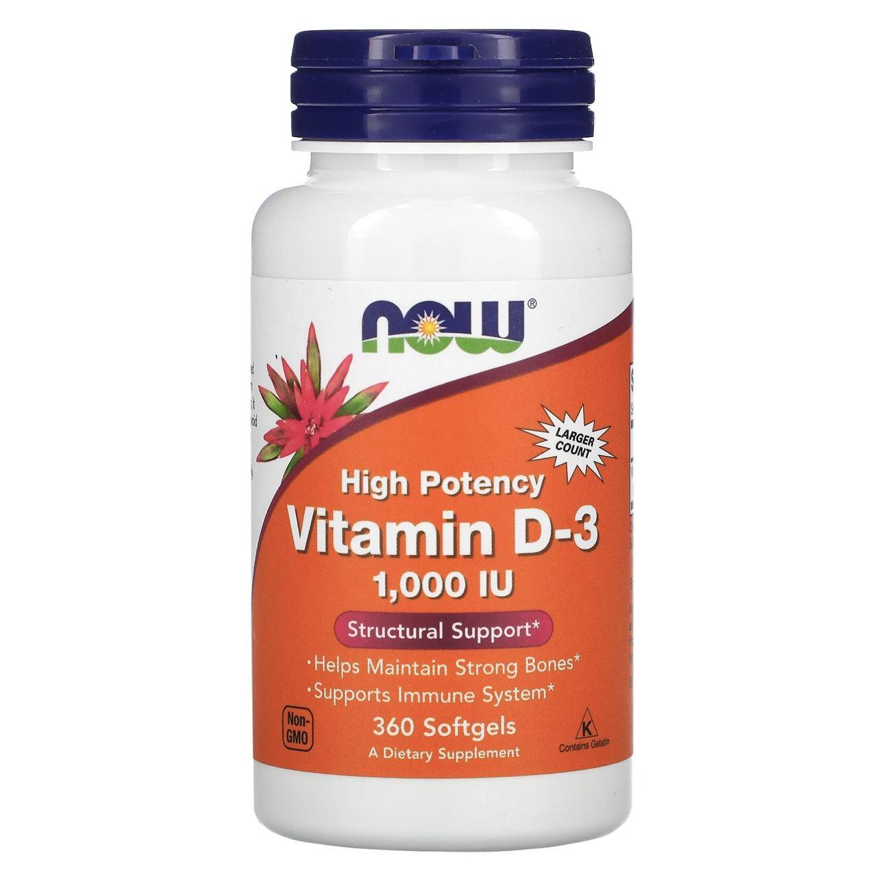 Vitamin D-3 1,000 IU NOW Foods 360 Softgels