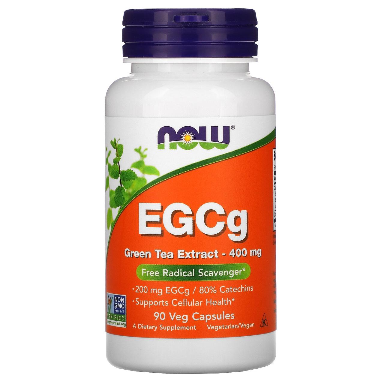 ЕГКГ EGCg екстракт зеленого чаю, 400 мг, 90 вегетаріанських капсул Now Foods