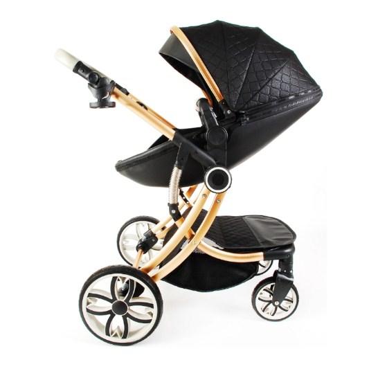 Дитяча універсальна комбінована коляска 2в1 для новонароджених дітей із поворотним блоком чорна, фото 1