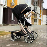 Дитяча універсальна комбінована коляска 2в1 для новонароджених дітей із поворотним блоком чорна, фото 2