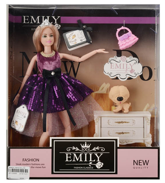 Шарнірна лялька "Emily" QJ081C з вихованцем і сумочкою