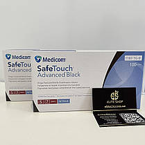 Чорні рукавички нітрилові без пудри MEDICOM SafeTouch Advanced Slim Black 100 шт/уп, фото 3