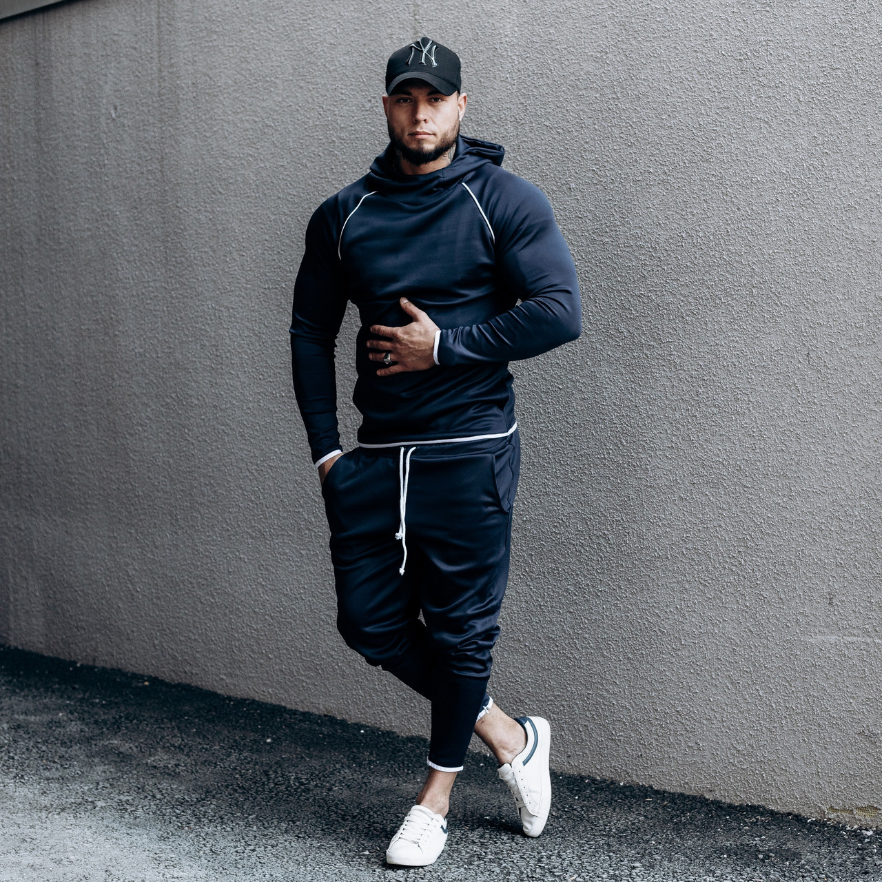 Спортивний костюм чоловічий весняний осінній синій | Комплект демісезонний Худі + Штани ЛЮКС якості, фото 1