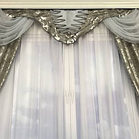 Штори на кухню, штори в зал з ламбрекенами, ламбрекени на вікна Сірий (LS-220-29), фото 3