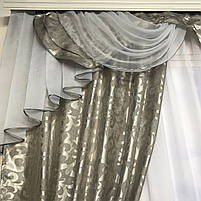 Штори на кухню, штори в зал з ламбрекенами, ламбрекени на вікна Сірий (LS-220-29), фото 5