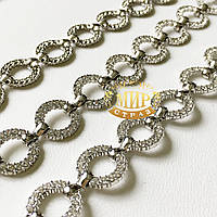 Ланцюг металевий із круглими ланками в стразах ширина 1,4 см ( ціна за 1 м)