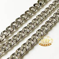 Ланцюг темний металевий біжутерний зі стразами ширина 1,4 см ( ціна за 1 м)