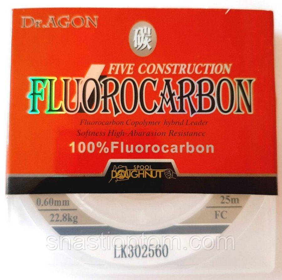 Волосінь рибальська флюорокарбонова Dr.AGON FIVE CONSTRUCTION, перетин 0,60, 25м