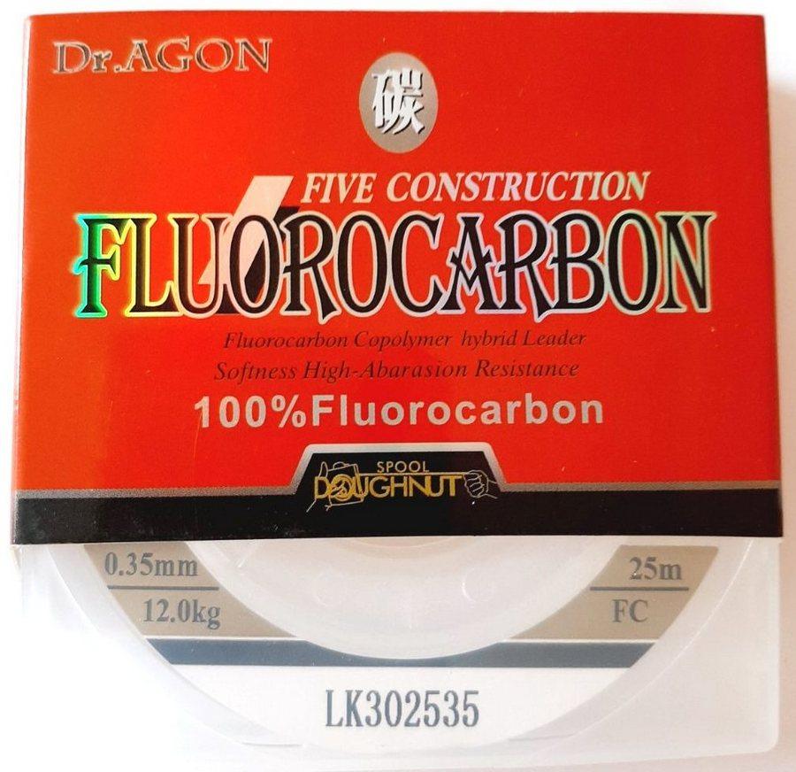 Волосінь з флюорокарбону для риболовлі Dr.AGON FIVE CONSTRUCTION, перетин 0,35, 25м