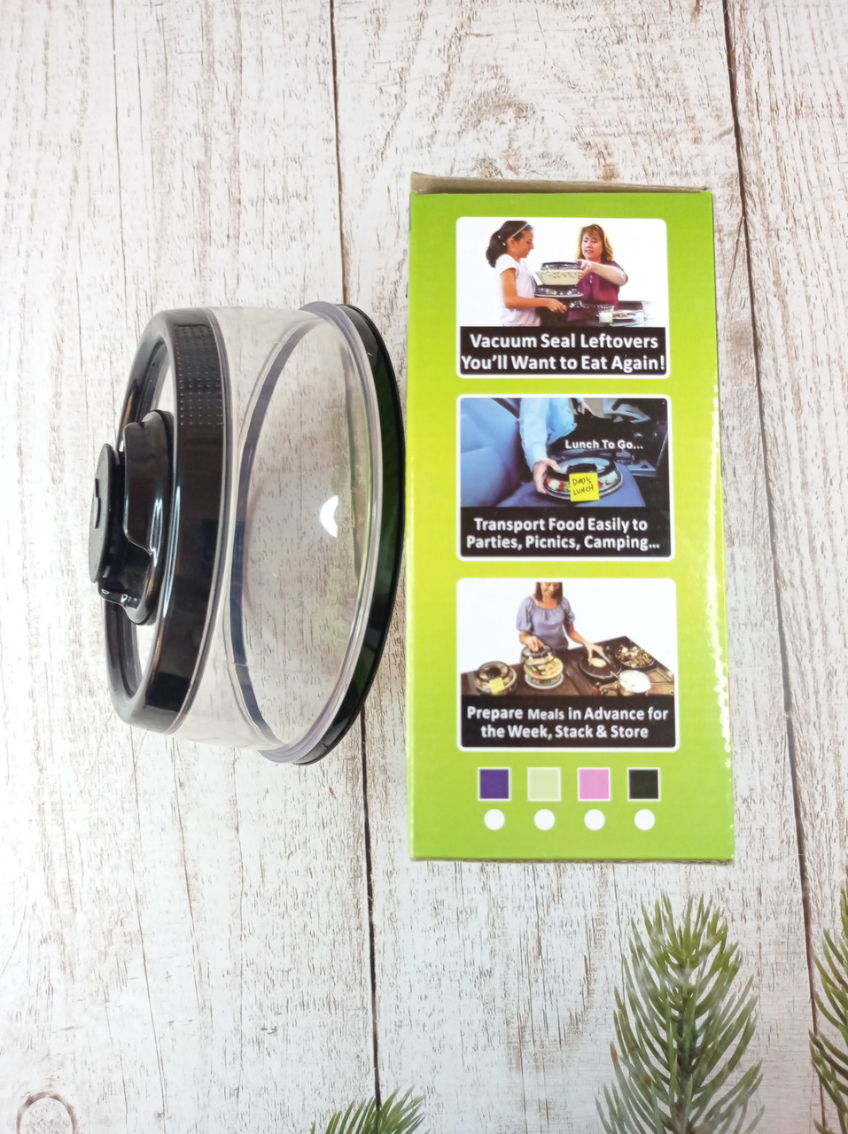 Вакуумна Кришка 25см Вакуумний запаювач для їжі Для зберігання продуктів Прозрачна з чорним ФОТО - фото 7 - id-p1410715426