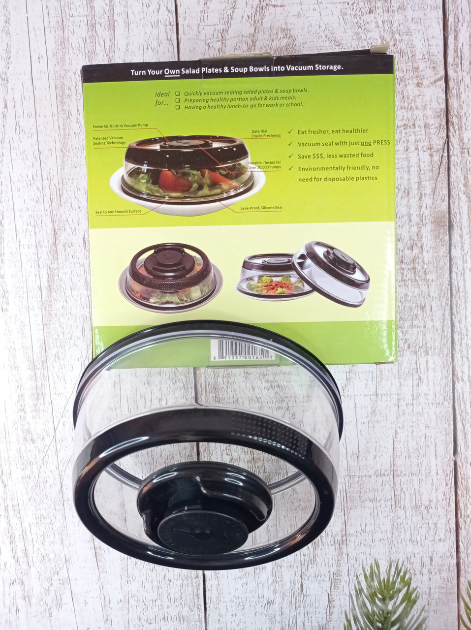 Вакуумна Кришка 25см Вакуумний запаювач для їжі Для зберігання продуктів Прозрачна з чорним ФОТО - фото 8 - id-p1410715426